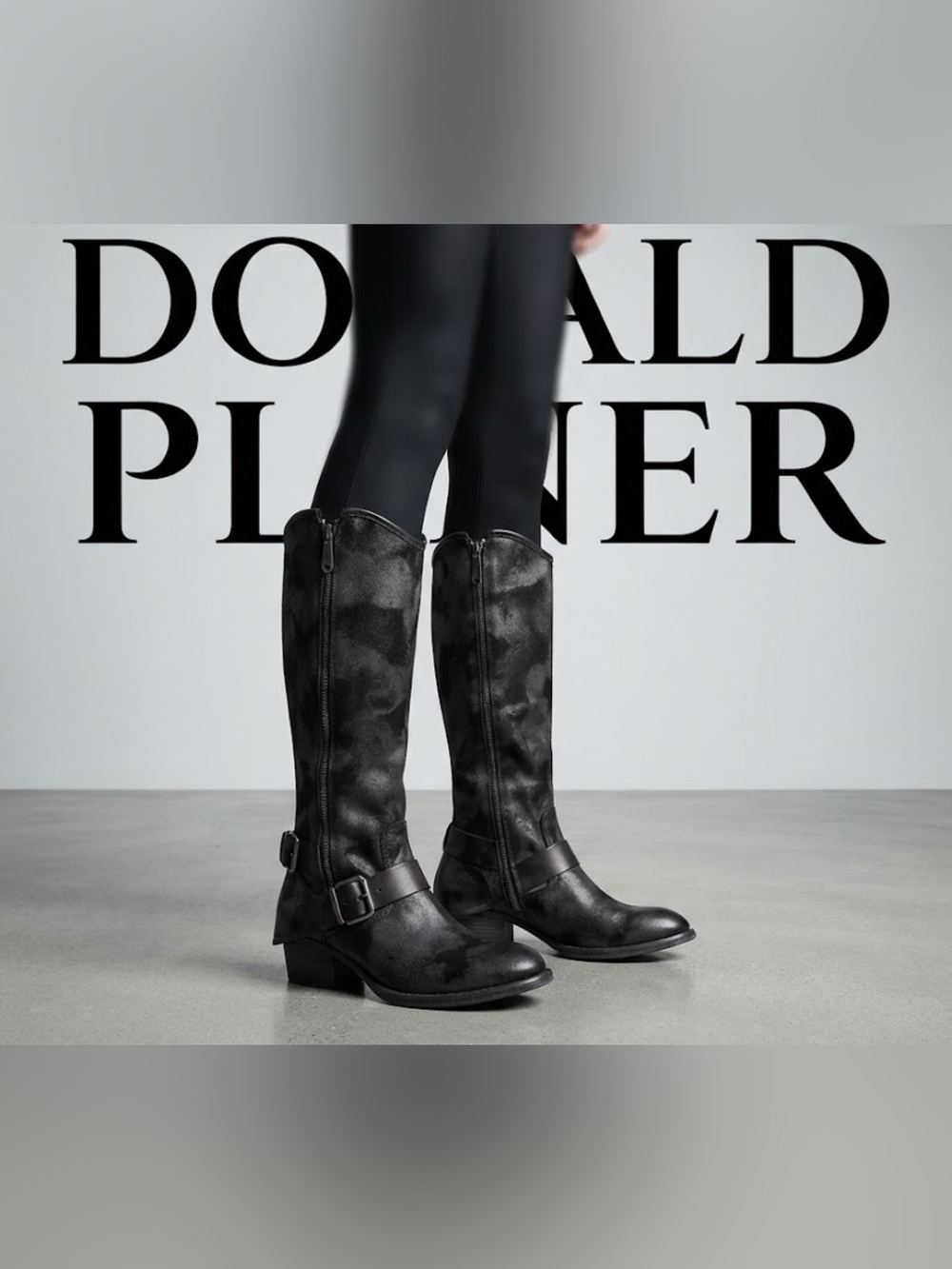 Authentic Donald J. Pliner designer tall black distressed leather boots sz 5.5